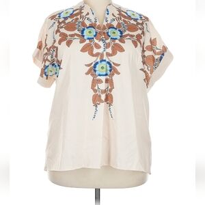 Shein CURVE Floral Embroidered Cream Top